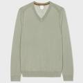 Paul Smith Light Sage Merino Wool V-Neck Sweater Green