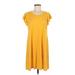 Gap Casual Dress - Shift Scoop Neck Short sleeves: Yellow Solid Dresses - Women's Size Medium Petite