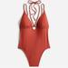 J. Crew Swim | Jcrew Nwt Strappy Plunge One-Piece Swimsuit With Beads In Wildfire Size 10 | Color: Red | Size: 10