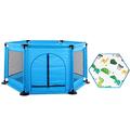 FLBT Toddlers with Round Zipper Door Playpen, 6 Sided Washable Playpen Portable Play Center Fence with Mesh for Toddlers Playpen Baby,Pink,Playpen/Blue