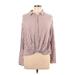 Express Long Sleeve Button Down Shirt: Pink Print Tops - Women's Size Large