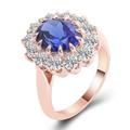 Gualiy Rose Gold Rings for Women 9K, Engagement Rings Infinity Band Flower with 3ct Oval Lab Created Sapphire Ring Size H 1/2-X 1/2