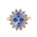 Gualiy Wedding Rings in Yellow Gold 9 Carat for Women, Ring Wedding for Women Flower with 4ct Oval Lab Created Sapphire Ring Size H 1/2-X 1/2