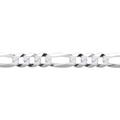 Jewelco London Unisex Rhodium Plated Sterling Silver Diamond-cut 3+1 Figaro Chain Bracelet