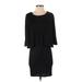 Bar III Casual Dress - Shift Scoop Neck 3/4 sleeves: Black Solid Dresses - Women's Size Small