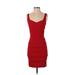 Maria Bianca Nero Cocktail Dress - Bodycon V Neck Sleeveless: Red Solid Dresses - New - Women's Size P