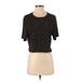 Socialite Short Sleeve Top Black Polka Dots Crew Neck Tops - Women's Size Small