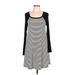 Love Kuza Casual Dress - A-Line Scoop Neck Long sleeves: Black Color Block Dresses - Women's Size Large