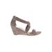 Isola Wedges: Gray Print Shoes - Women's Size 8 - Open Toe