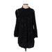 A New Day Casual Dress - Shift Crew Neck 3/4 sleeves: Black Polka Dots Dresses - Women's Size Small