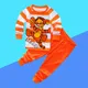 Pyjama Tigrou à Rayures Orange pour Garçon et Fille Ensemble de Vêtements de Nuit pour Enfant