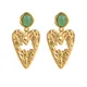 Uworld-Boucles d'oreilles texturées avec motif de perles en pierre d'aventurine pour femme