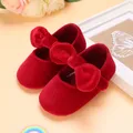 Chaussures de princesse en velours rouge pour bébé fille souliers pour enfant nouveau-né premiers