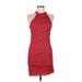 Trafaluc by Zara Casual Dress - Mini Halter Sleeveless: Red Solid Dresses - Women's Size Medium