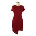 Sugar Lips Casual Dress - Sheath Crew Neck Short sleeves: Red Solid Dresses - Women's Size Medium