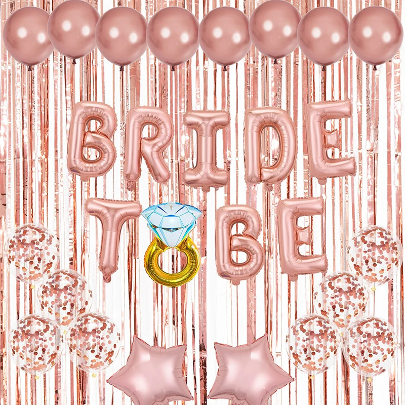 Bride To Be Ballons Set Verlobungsring Ballon Hochzeitsdekoration Roségold Metall Latex Globos Party Lieferanten Jubiläum Image