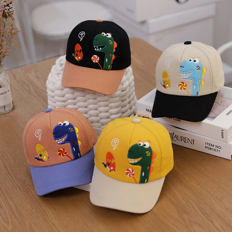 Sommer Herbst Baby Baseball Cap Cartoon Stickerei Dinosaurier Baby Boy Caps niedlichen Kleinkind Kinder Mädchen Sonnenhut Image
