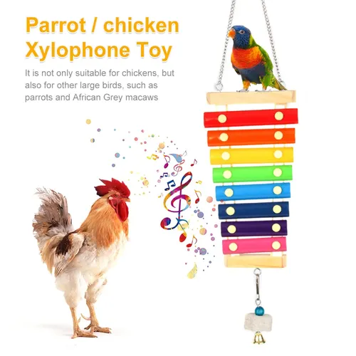 Vogel Huhn Xylophon Spielzeug Holz hängenden Vogelkäfig Zubehör Musikspiel zeug mit 8 Schlüsseln für