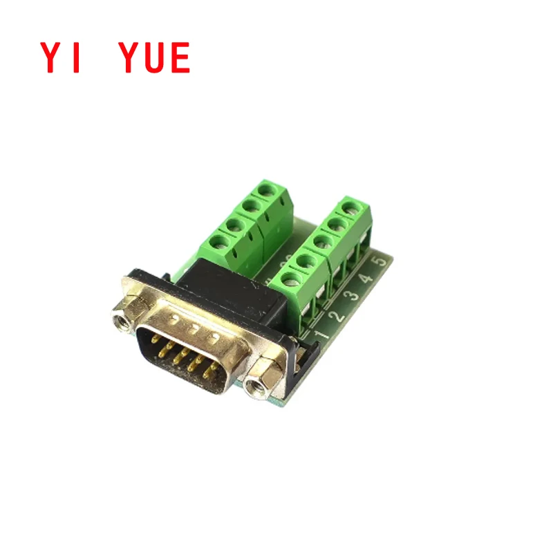 D-Sub 9-polige lötfreie Steckverbinder DB9 RS232 Seriell auf Terminal Buchse Stecker Adapter Stecker Breakout Board Schwarz + Grün Image