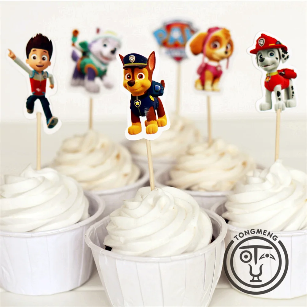 24 stücke Paw Patrol Geburtstag Party Dekoration Welpen Patrol Kuchen Karte Obst Plug-in Geburtstag Party Liefert Spielzeug für Kinder Image