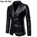 Neue 2024 Herren Leder Kleid Anzug Jacke solide formelle Business Office Blazer Jacke männlich Pu