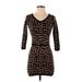 Max Studio Specialty Products Casual Dress: Brown Animal Print Dresses - New - Women's Size X-Small