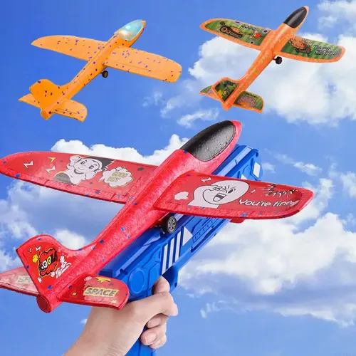 Schaumstoff Flugzeug 10m Launcher Katapult Flugzeug Pistole Spielzeug Kinder Outdoor-Spiele