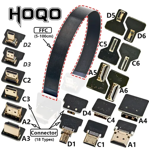 Mini Micro HDMI Flach kabel anschluss ffc fpv HDMI-Flach band kabel Flexibles HDMI-Flach band kabel