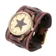 Heißer Retro Breite Kuh Leder Armband Uhr Vintage Männer Handgelenk Uhren Casual Big Star Quarz Uhr