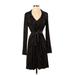 T Tahari Casual Dress V-Neck Long Sleeve: Black Dresses - Women's Size Small