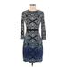 Ali Ro Casual Dress - Bodycon: Blue Print Dresses - New - Women's Size 2