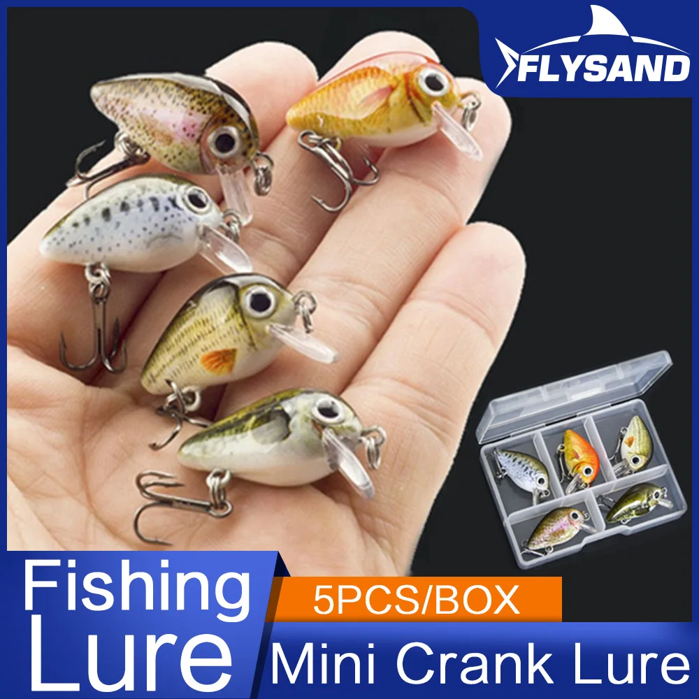 Flysand Kurbel köder niedlich Set Micro Hard Köder Ultraleicht Angeln Pesca künstliche Köder Mini Searchng Köder 2,7 cm/1,5g 5 teile/schachtel Image