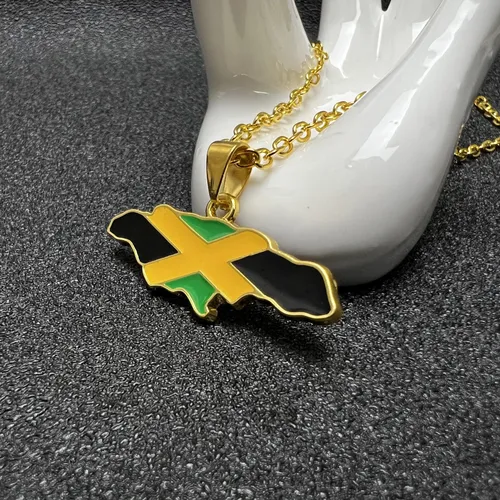 Edelstahl Jamaika Karte Anhänger Halsketten 6 Arten von Stil Gold Farbe jamaika nischen Frauen
