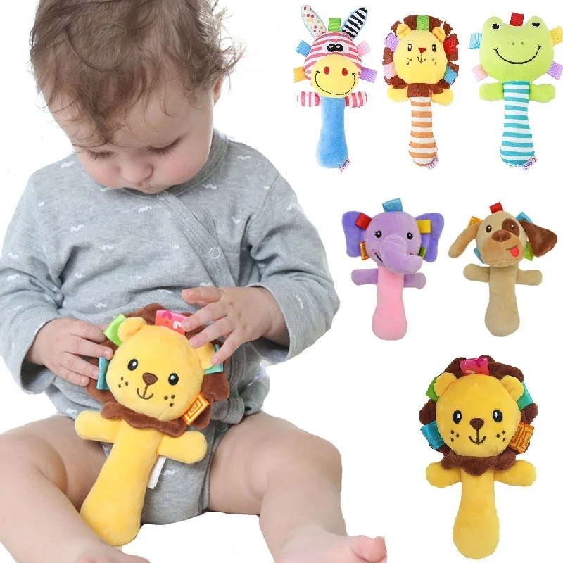 Weiche Tuch Rassel Baby Spielzeug Für 0-12 Monate Gefüllte Baby Plüsch Puppe Cartoon Tier BB Stick Hand Glocke Pädagogisches Baby spiele Spielzeug