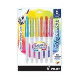 Pilot FriXion Colors Erasable Porous Point Pen Stick Bold 2.5 mm Six Assorted Artistic Ink Colors White Barrel 6/Pack