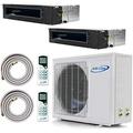 Multi Zone Mini Split Ductless Air Conditioner Dual 2 Zone 12000 18000 Pre-Charged Inverter Compressor Includes Two Free 25in Linesets Slim Duct US Parts