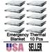 Emergency Mylar Thermal Blanket For Survival First Aid Kits Army Outdoors Hiking Camping Bug Out Trauma Desert All Weather Condition Protection (10 Packs Silver)