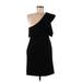 Slate & Willow Cocktail Dress - Mini Plunge Short sleeves: Black Print Dresses - Women's Size 8