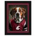 Washington State Cougars 12'' x 16'' Framed Dog In Jersey Print