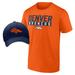 Men's Fanatics Branded Orange/Navy Denver Broncos T-Shirt & Adjustable Hat Combo Pack