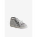 Canvas Slippers with Zip, for Babies striped grey