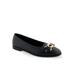 Wide Width Women's Bia Casual Flat by Aerosoles in Black Leather (Size 7 W)