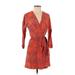 Rory Beca Casual Dress - Mini V-Neck 3/4 sleeves: Orange Dresses - Women's Size X-Small