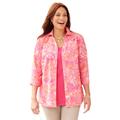 Plus Size Women's Print Button-Front Shirt by Catherines in Berry Pink Wax Print (Size 0X)