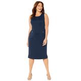 Plus Size Women's Ponte Sleeveless Shift Dress by Catherines in Navy (Size 5X)