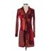 MICHAEL Michael Kors Casual Dress - Mini V Neck Long sleeves: Burgundy Dresses - Women's Size P