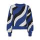 Strickpullover VERO MODA "VMLENA LS O-NECK PULLOVER GA BOO" Gr. M (38), blau (mazarine blue stripes:with birch and black) Damen Pullover