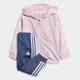Trainingsanzug ADIDAS SPORTSWEAR "ESSENTIALS SHINY HOODED" Gr. 86, pink (clear pink, white) Kinder Sportanzüge Jogginganzüge