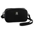 Mini Bag TOMMY HILFIGER "TH EMBLEM CAMERA BAG", Damen, Gr. B/H/T: 20,5cm x 12cm x 7cm, schwarz, Polyurethan, unifarben, Strukturmuster, Taschen, mit TH-Emblem vorne
