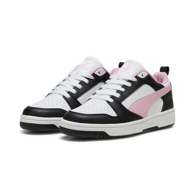 Sneaker PUMA "Rebound V6 Low Sneakers Erwachsene", Gr. 44.5, bunt (schwarz pink lila weiß), Obermaterial: Textil, Synthetik; Futter: Textil; Laufsohle: Gummi, Schuhe Image